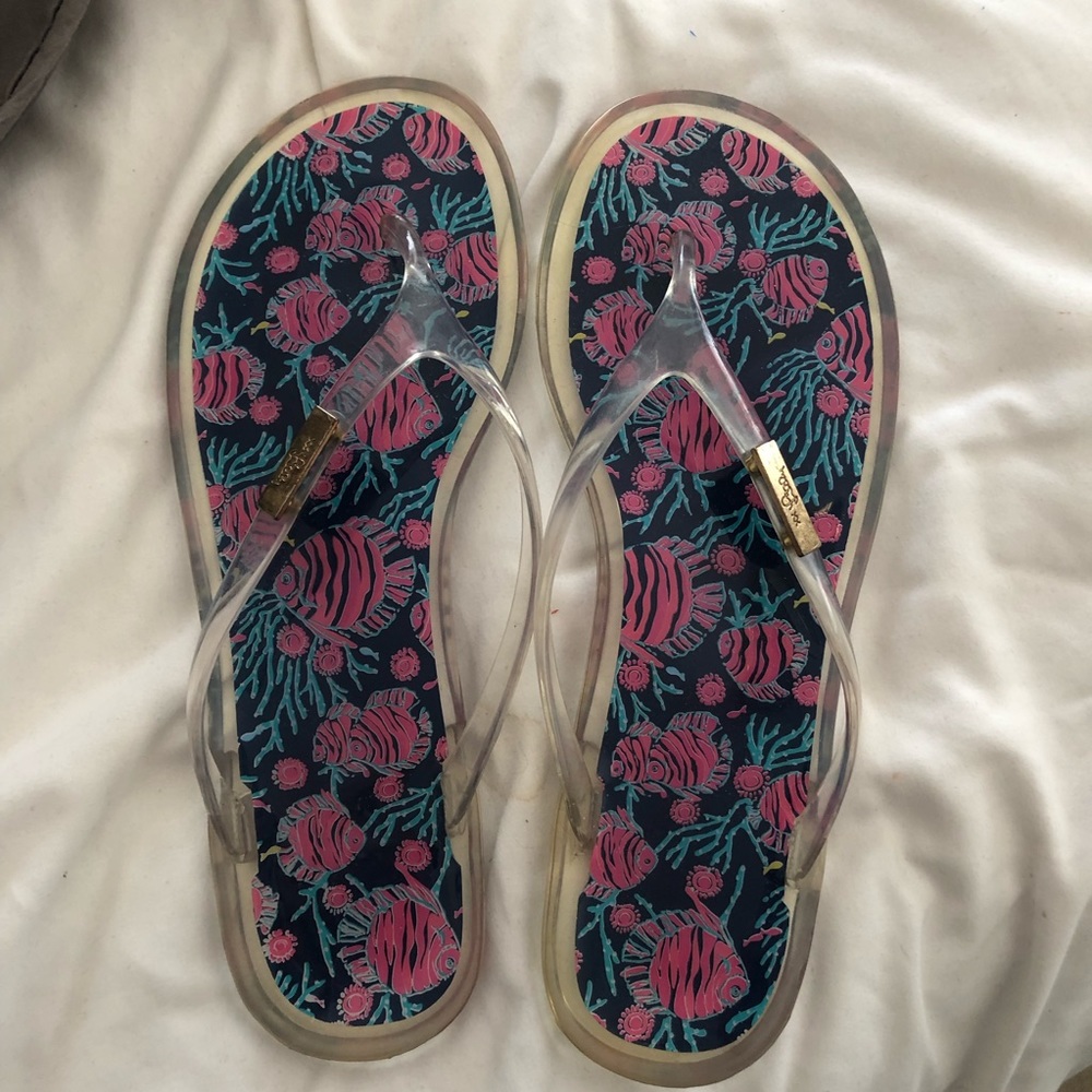 EUC Lilly Pulitzer jelly flip flops size 39 (fits like 8)